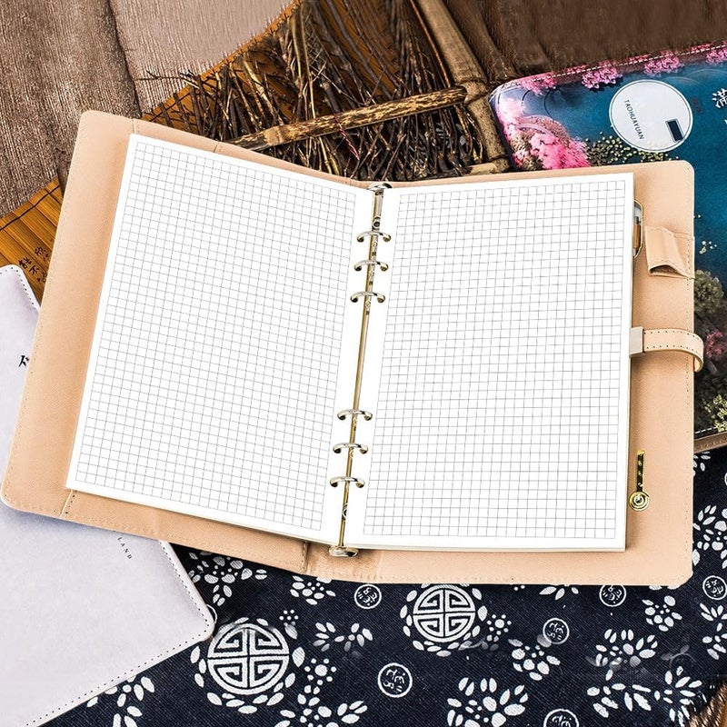 Yaridar ورق تعبئة شبكة A5، ورق رسم 6 ثقوب، 100 ورقة / 200 صفحة ورق شبكة مفكوك، ورق أبيض 100 جرام، 5.8" × 8.3" - Image 4